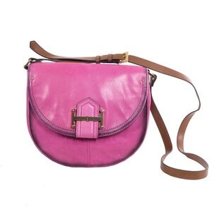 TIGNANELLO Crossbody Purse Handbag Pink Ombre Genuine Leather Saddle Style Bag